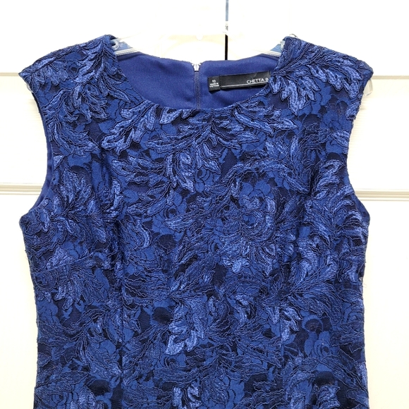 🔥 Chetta B Navy lace sheath dress, Size 10 - Picture 5 of 10